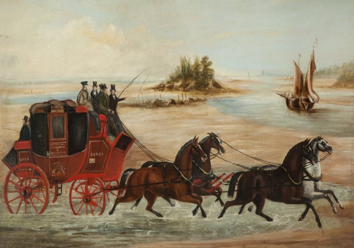 Coach Crossing Lancaster Sands - Painting, Maritime Museum